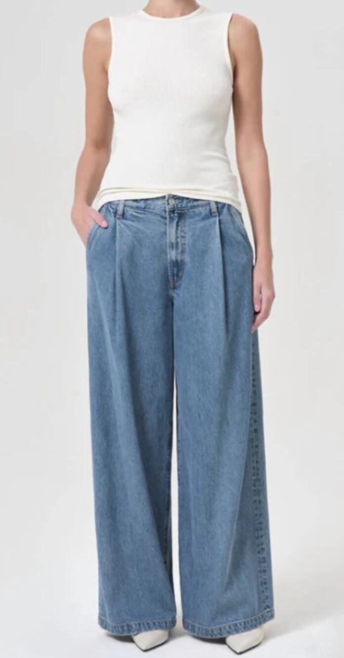 AGOLDE WOMENS 31 ELLIS TROUSER HIGH RISE ANKLE WIDE JEANS BAFFLE BLUE NEW